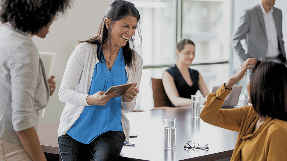 Employees taking a break during a meeting.